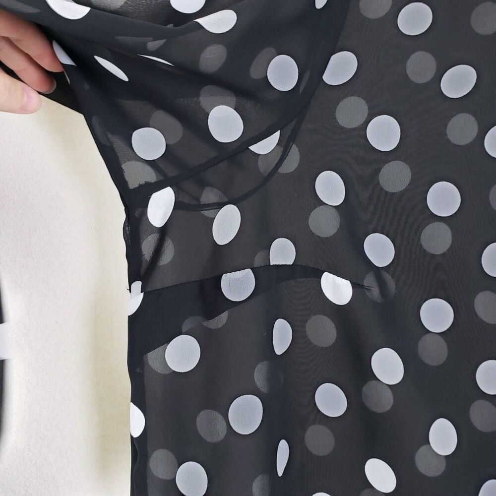 Torrid Polka Dot Sheer Blouse Womens 3X Smocked Neck Parisian Classic Retro - Picture 5 of 8